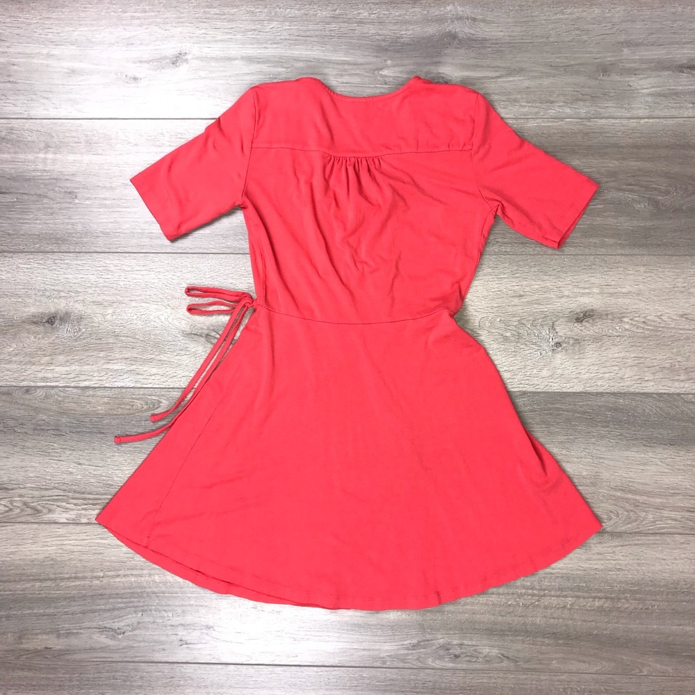 ASOS Faux Wrap Short Sleeve Dress 8 Salmon Pink - Picture 3 of 8